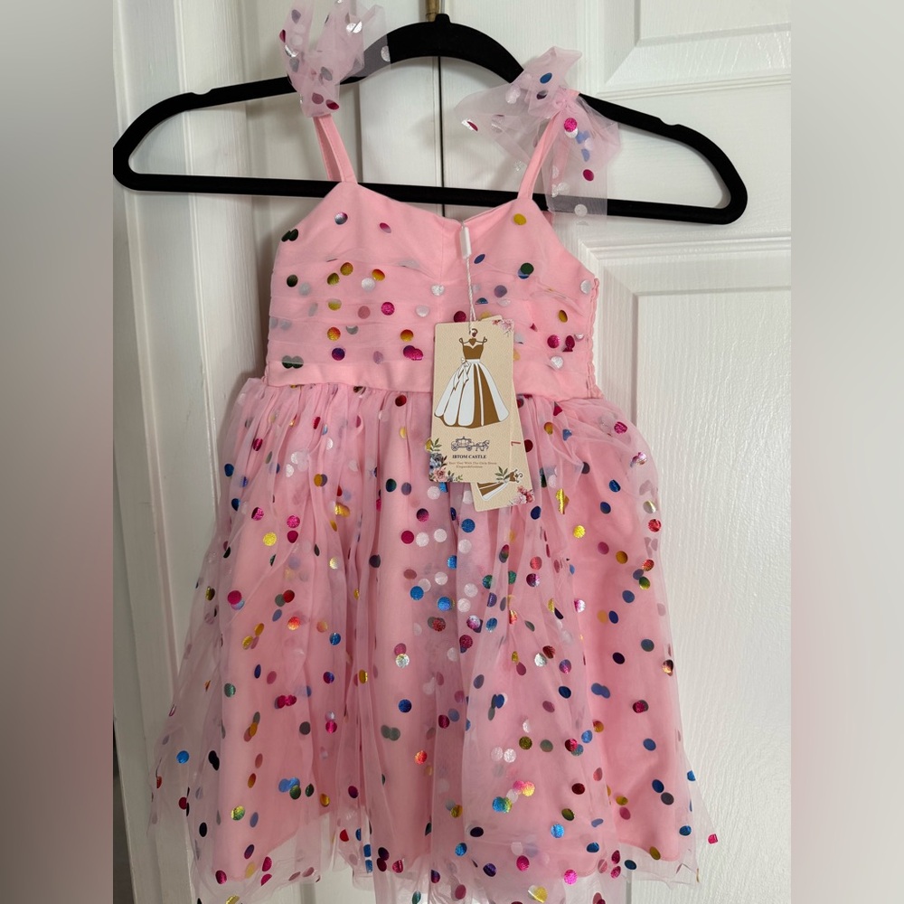 Pink Tulle Dress with Colorful Sequins